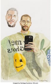 37093: Julian Pace (b. 1988) Selfie, 2020 Watercolor an