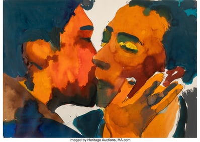 37094: Banele Khoza (b. 1994) The Kiss, 2020 Watercolor