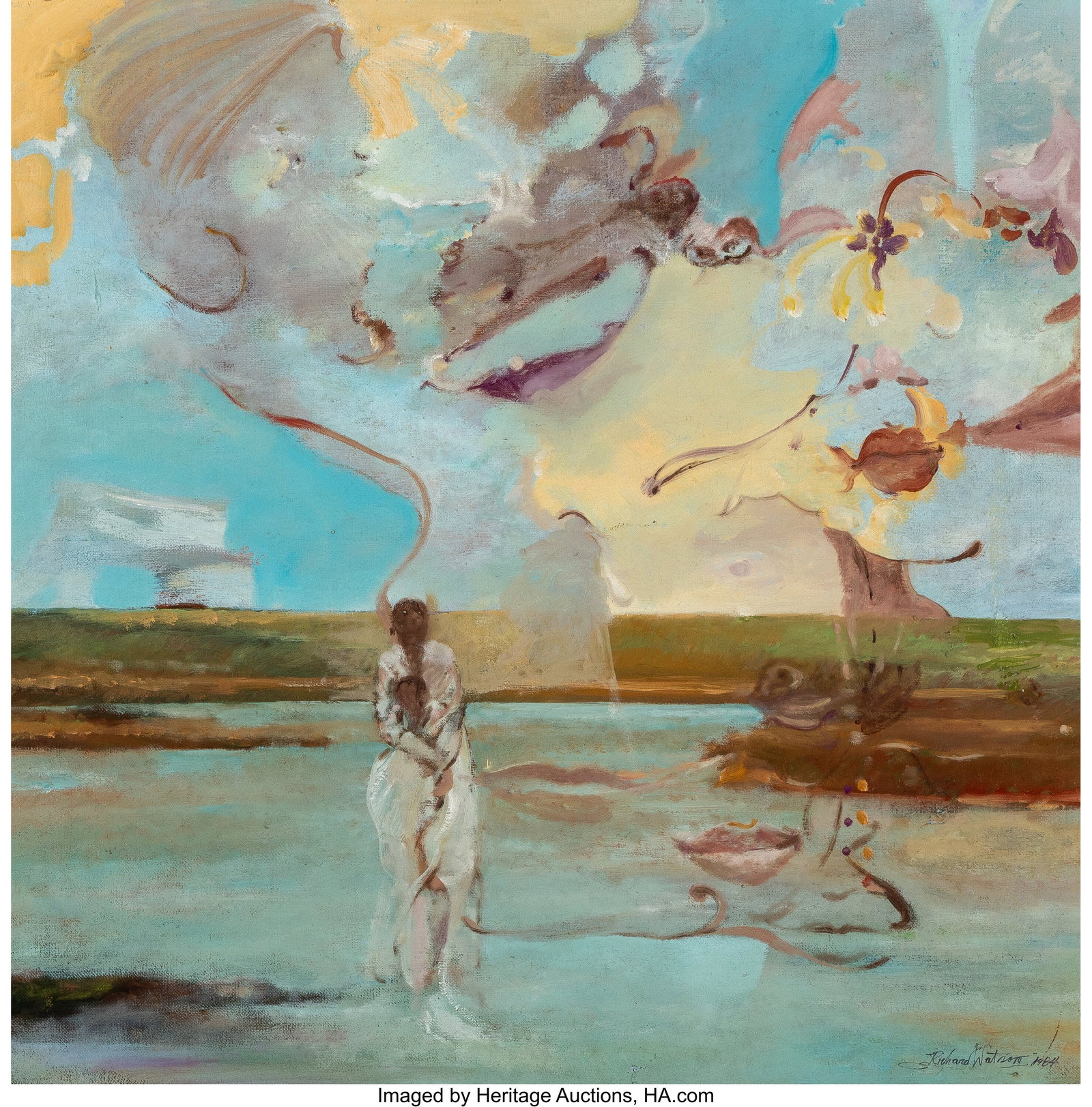 Richard J. Watson (b. 1946) Surreal Landscape, 1: Richard J. Watson (b. 1946) Surreal Landscape, 1984 Oil on canvas 24 x 24 inches (61.0 x 61.0 cm) Signed and dated lower right: Richard Wats