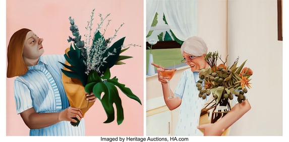37116: Madeline Pfull (b. 1993) Untitled; Flowers (two