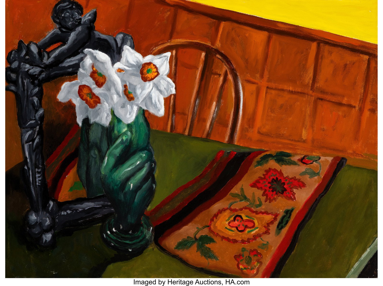 Jack Beal (1931-2013) Still Life with Daffodils : Jack Beal (1931-2013) Still Life with Daffodils Oil on canvas 18 x 24 inches (45.7 x 61.0 cm) Attributed on reverse stretcher bar: JACK BEAL PROVENANCE: P
