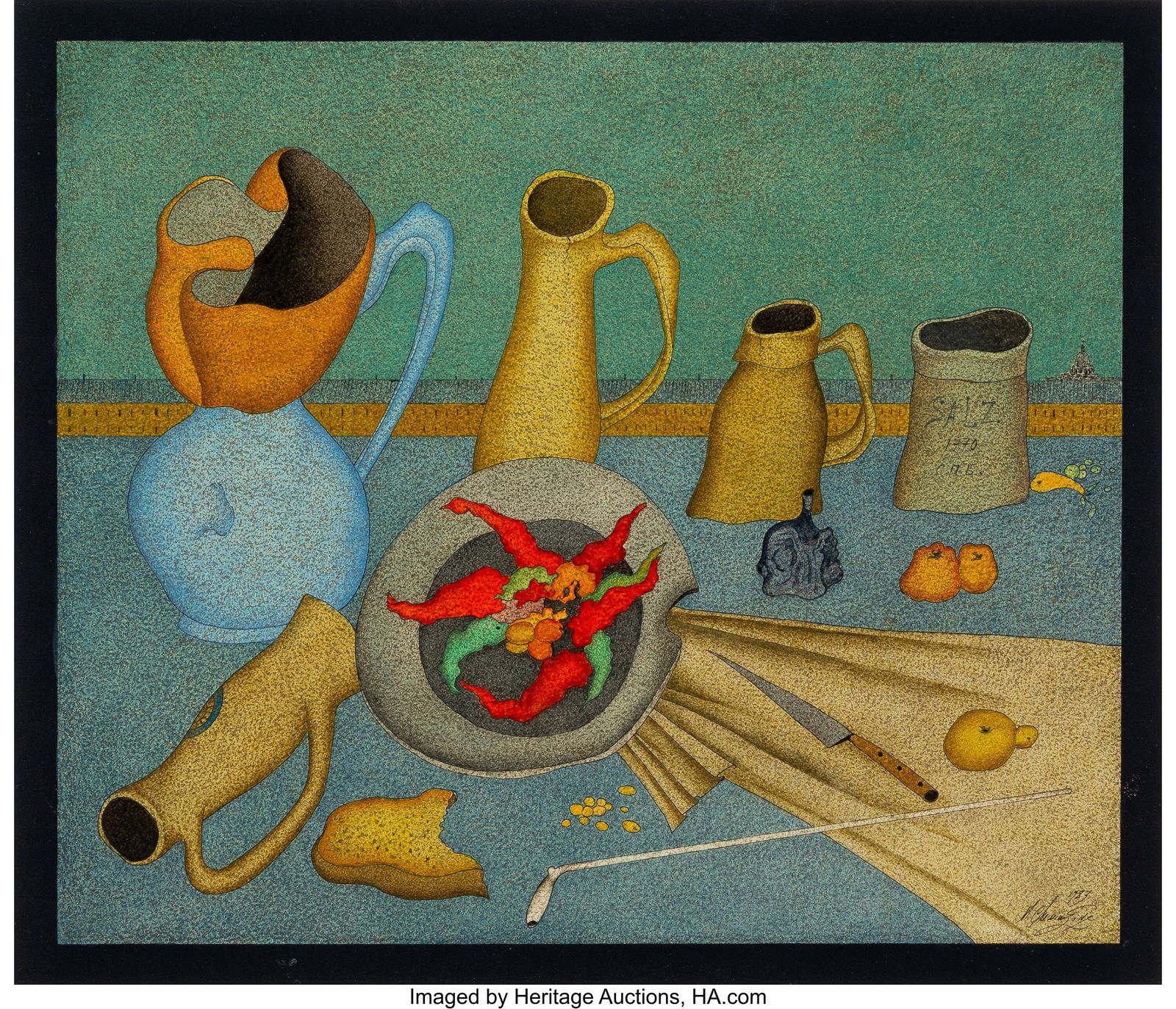 Mihail Chemiakin (b. 1943) Untitled (Still Life): Mihail Chemiakin (b. 1943) Untitled (Still Life), 1983 Mixed media on paper 13-1/8 x 15-1/4 inches (33.3 x 38.7 cm) (sheet) S