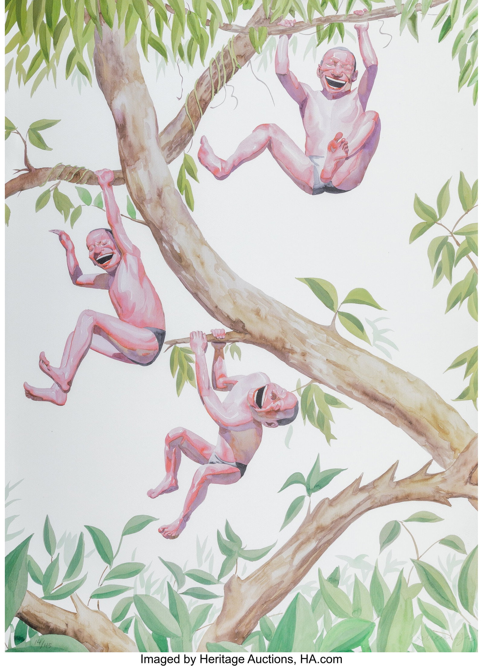 Yue Minjun (b. 1962) Untitled (Smile-ism No.5),: Yue Minjun (b. 1962) Untitled (Smile-ism No.5), 2006 Lithograph in colors on wove paper 43 x 32 inches (109.2 x 81.3 cm) (sheet&rpa