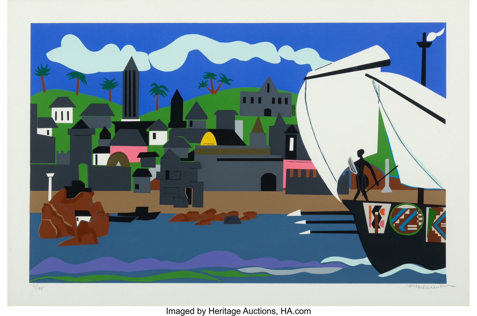 Romare Howard Bearden (1911-1988) Home to Ithaca: Romare Howard Bearden (1911-1988) Home to Ithaca, from The Odysseus Suite, 1979 Screenprint in colors on wove paper 15 x 24 inches (38.1 x 61.0 cm) (