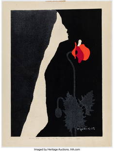 Saitō Kiyoshi (Japanese, 1907-1997) A Group of: Saitō Kiyoshi (Japanese, 1907-1997) A Group of Three Prints, from the series Flower and a Girl, 1971 Woodblock print embellished with mica 23-7/8 x 17-7/8