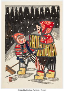 Saitō Kiyoshi (Japanese, 1907-1997) A Group of: Saitō Kiyoshi (Japanese, 1907-1997) A Group of Five Prints, c. 1950s Woodblock print 26-3/4 x 20-1/4 inches (67.9 x 51.4 cm) Four