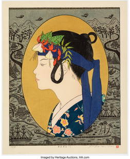Okamoto Ryüsei (Japanese, active 1818-1854) A G: Okamoto Ryüsei (Japanese, active 1818-1854) A Group of Three Prints, 20th centruy Woodblock print 19-1/8 x 5-1/2 inches (48.6 x 14.0 cm)