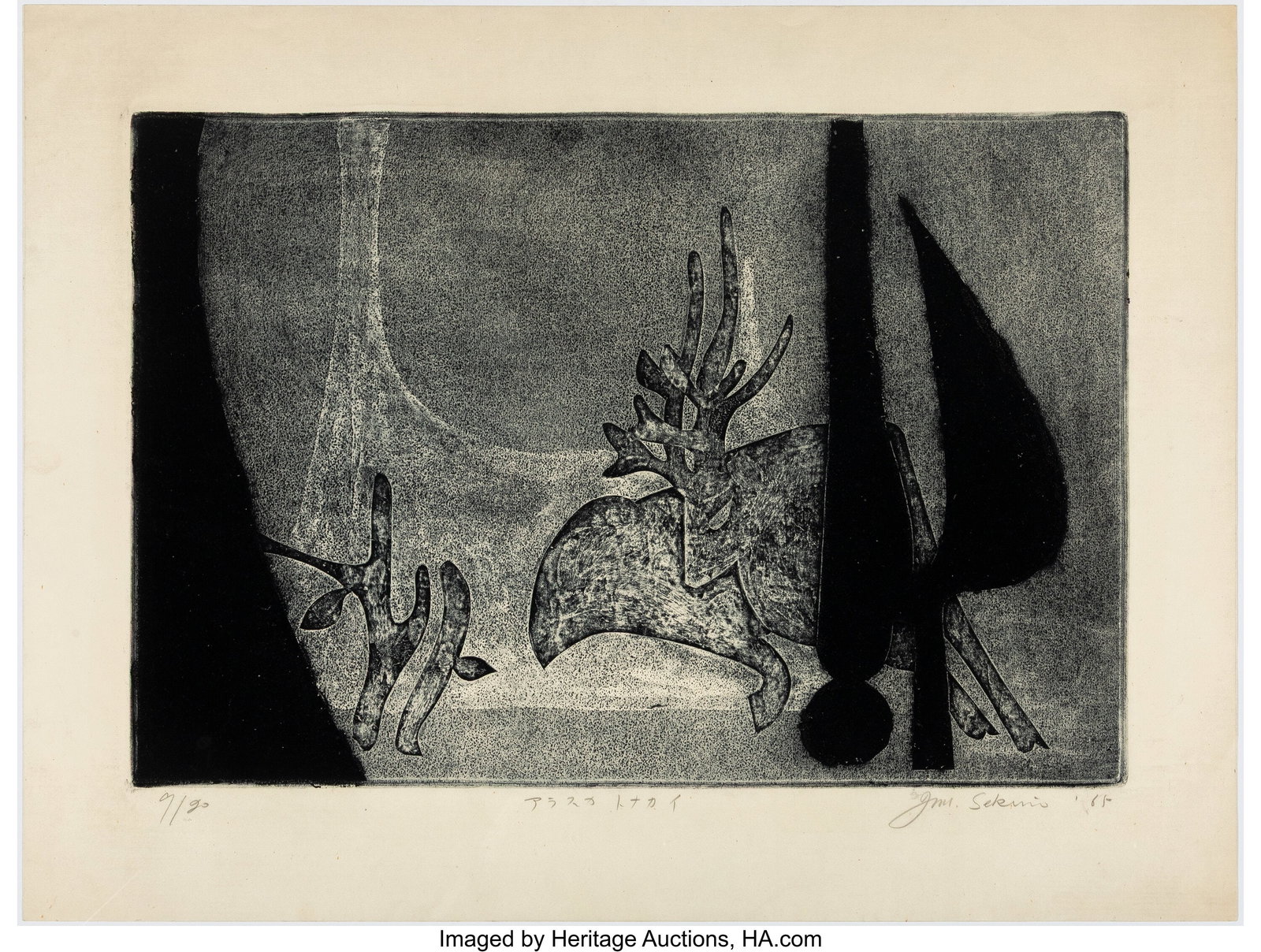 Sekino Jun'ichirô (Japanese, 1914-1988) Alaska : Sekino Jun'ichirô (Japanese, 1914-1988) Alaska Reindeer (Arasuka Tonakai), 1965 Woodblock print 20-3/4 x 27-1/2 inches (52.7 x 69.8 cm&