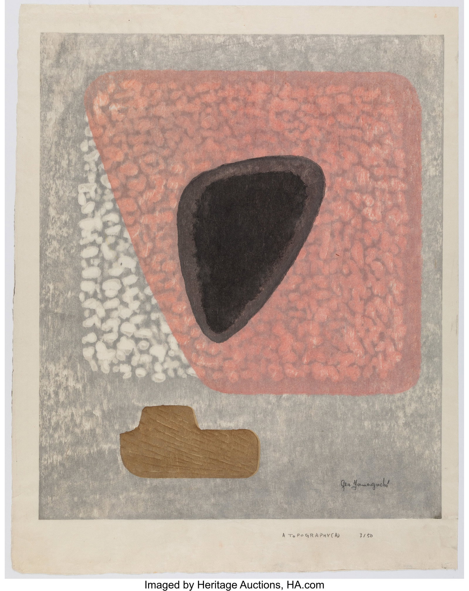Yamaguchi Gen (Japanese, 1903-1976) A Topography: Yamaguchi Gen (Japanese, 1903-1976) A Topography (A), 20th century Woodblock print 24-1/2 x 19-1/8 inches (62.2 x 48.6 cm) Ed. 3&