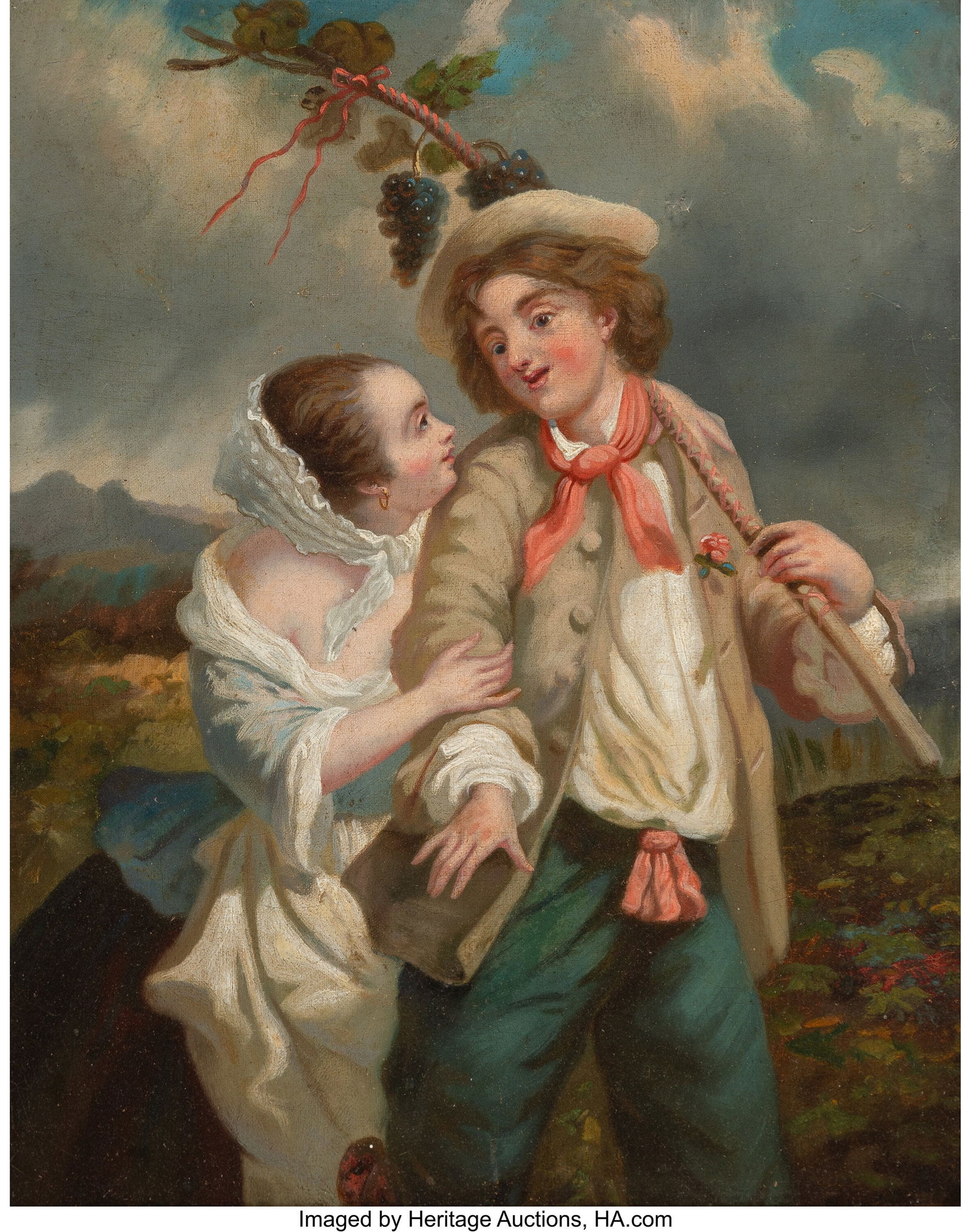 French School (19th Century) Young man carrying (1 of 3)