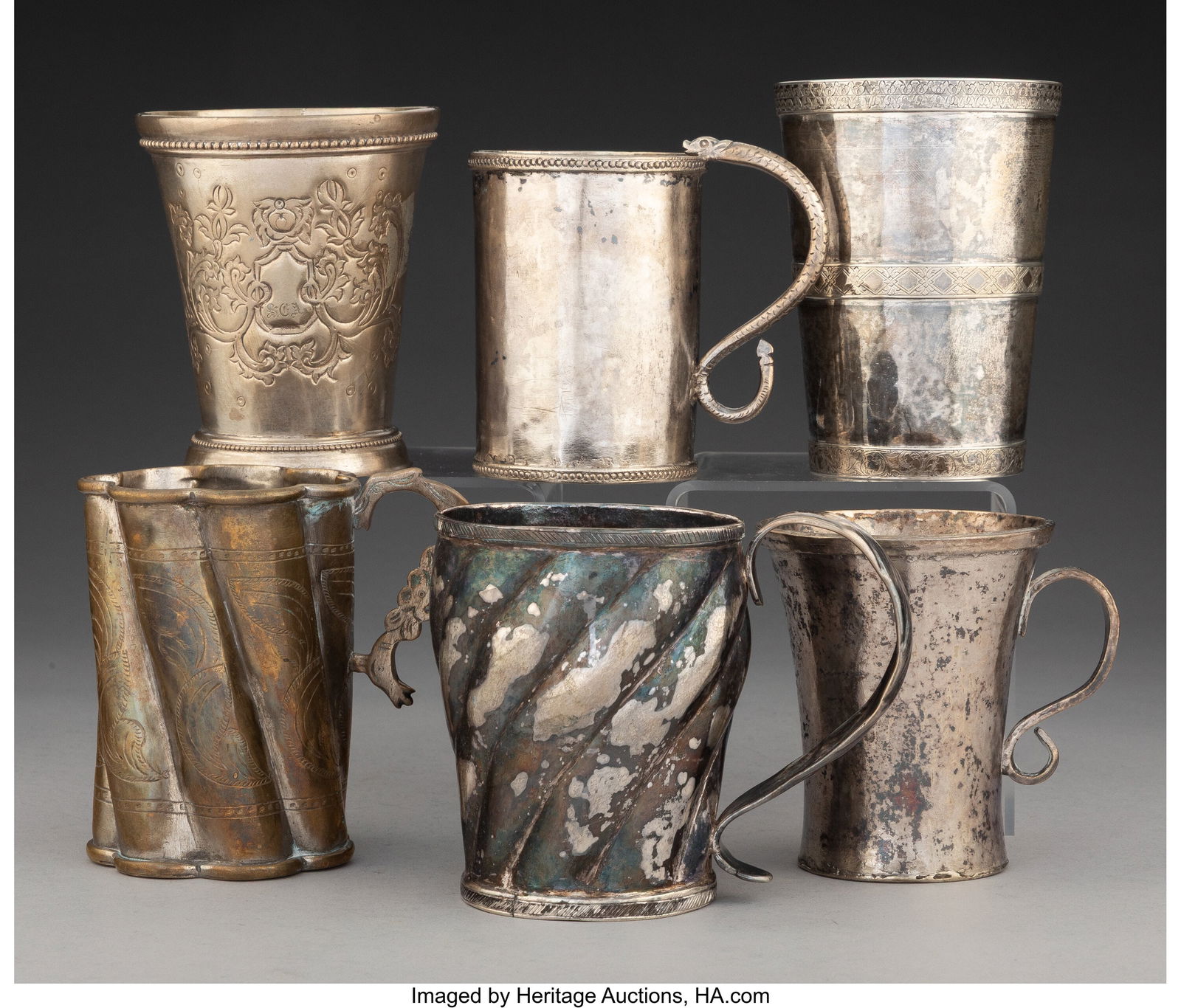 A Group of Four Latin American Silver Mugs and T (1 of 2)