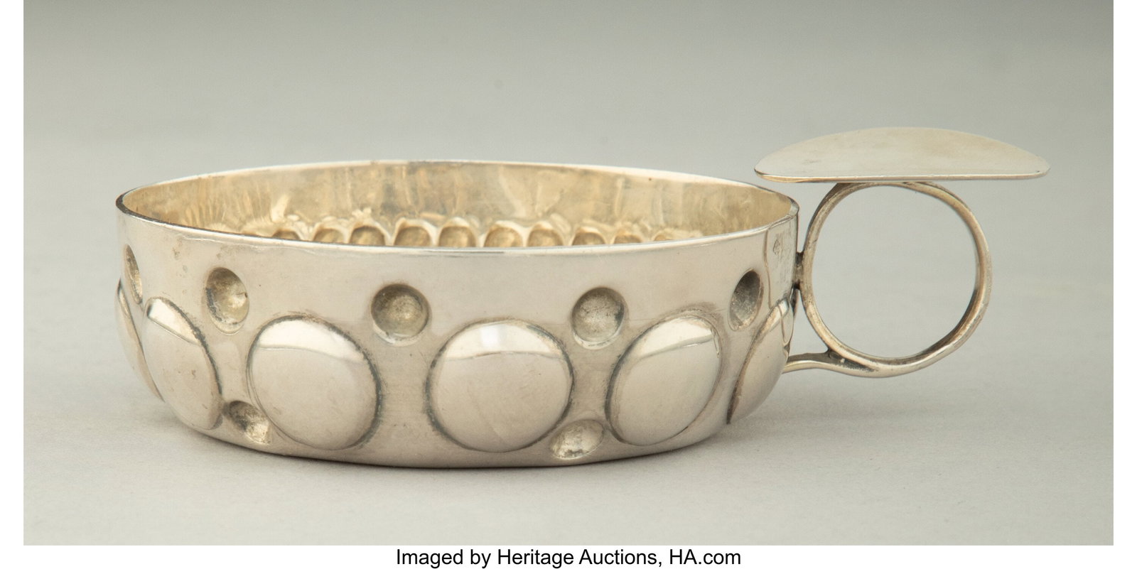 A Hènin & Cie. Silver Tastevin, Paris, circa 19: A Hènin & Cie. Silver Tastevin, Paris, circa 1900 Marks: (Minerva), (lozenge-effaced-star, H&CH) 1 x 3-3/4 x 2-3/4 inche