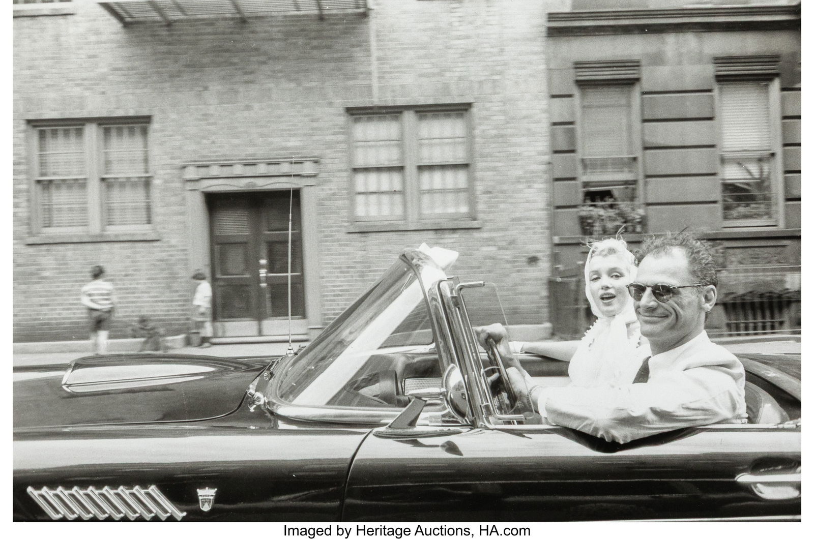 Sam Shaw (American, 1912-1999) Marilyn Monroe an: Sam Shaw (American, 1912-1999) Marilyn Monroe and Arthur Miller in a Thunderbird Convertible, 1957 Gelatin silver print, printed later 6-1/4 x 9-3/8 inches (15