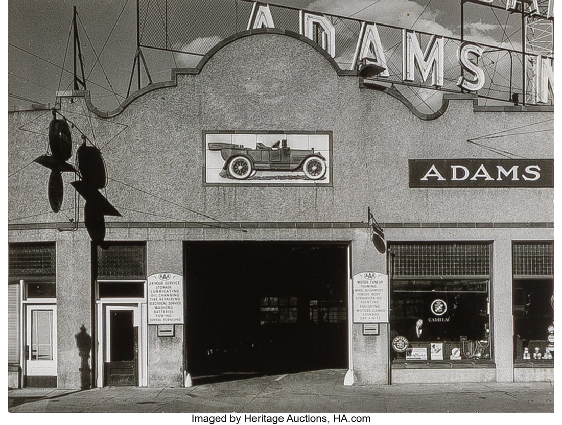 Beaumont Newhall (American, 1908-1993) Adams's G: Beaumont Newhall (American, 1908-1993) Adams's Garage, Rochester, New York, circa 1950 Gelatin silver print 3-1/4 x 4-1/4 inches (8.3 x 10.