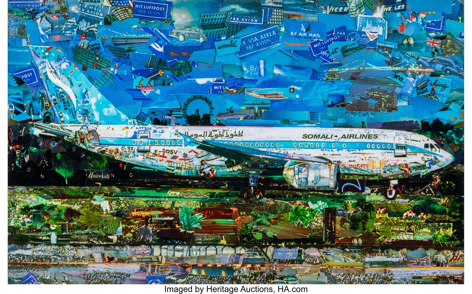 Vik Muniz (Brazilian, b. 1961) Jetliner (from Po: Vik Muniz (Brazilian, b. 1961) Jetliner (from Postcards From Nowhere series), 2014 Digital pigment print 3-3/8 x 5-3/8 inches (8.6 x 13&perio