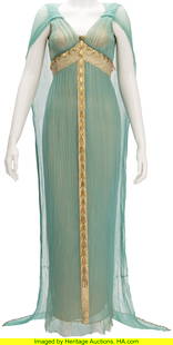 The Ten Commandments (Paramount, 1956), Anne Bax: The Ten Commandments &lpar;Paramount&comma; 1956&rpar;&comma; Anne Baxter "Nefretiri" Turquoise Gown&period; Vintage original pleated chiffon turquoise gown with a cape attached at the shoulders with