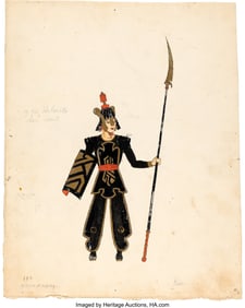 90026: Mitchell Leisen Group of (3) Costume Sketches of
