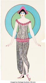 90149: Erté Concept Sketch for Unknown Production. Vin