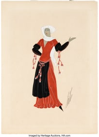 90150: Erté Signed Concept Sketch for Unknown Producti