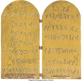 Cecil B. DeMille Downtown Long Beach Associates: Cecil B. DeMille Downtown Long Beach Associates Award for The Ten Commandments (1956). Vintage award designed in the image of the two stone tablets presented to Moses