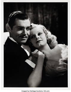 Clark Gable and Jean Harlow in Saratoga (MGM, 19: Clark Gable and Jean Harlow in Saratoga (MGM, 1937), 13" x 10" Original Portrait Gallery Photographs (3) by Clarence Sinclair Bull. Vintage gelatin silver matte