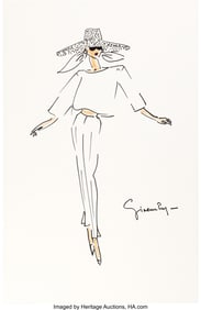 89197: Audrey Hepburn Pant Ensemble Sketch by Hubert de