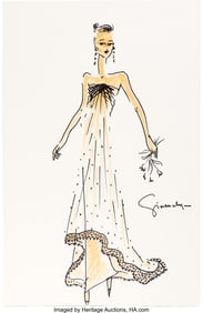 89204: Audrey Hepburn Beaded Gown Sketch by Hubert de G