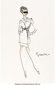89206: Audrey Hepburn Day Dress Sketch by Hubert de Giv