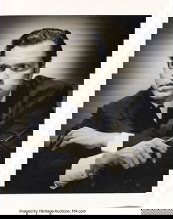 Citizen Kane (RKO, 1941), Orson Welles 14" x 11": Citizen Kane &lpar;RKO&comma; 1941&rpar;&comma; Orson Welles 14" x 11" Custom Portrait Gallery Photograph by Ernest A&period; Bachrach&period; Vintage gelatin silver bromide buff matte double-weight 1