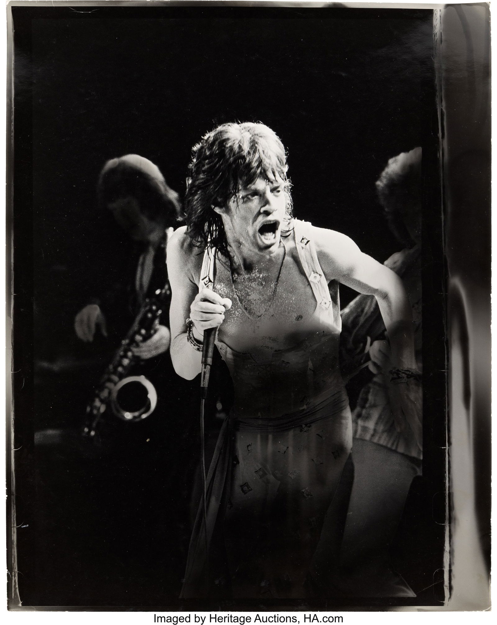 Mick Jagger, Madison Square Garden, New York Cit: Mick Jagger, Madison Square Garden, New York City, July 1972, 20" x 16" and 19.5" x 13.75" Original Custom Photographs (2) by Peter Beard. Vintag