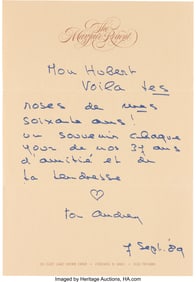 89220: Audrey Hepburn Collection of Handwritten Letter