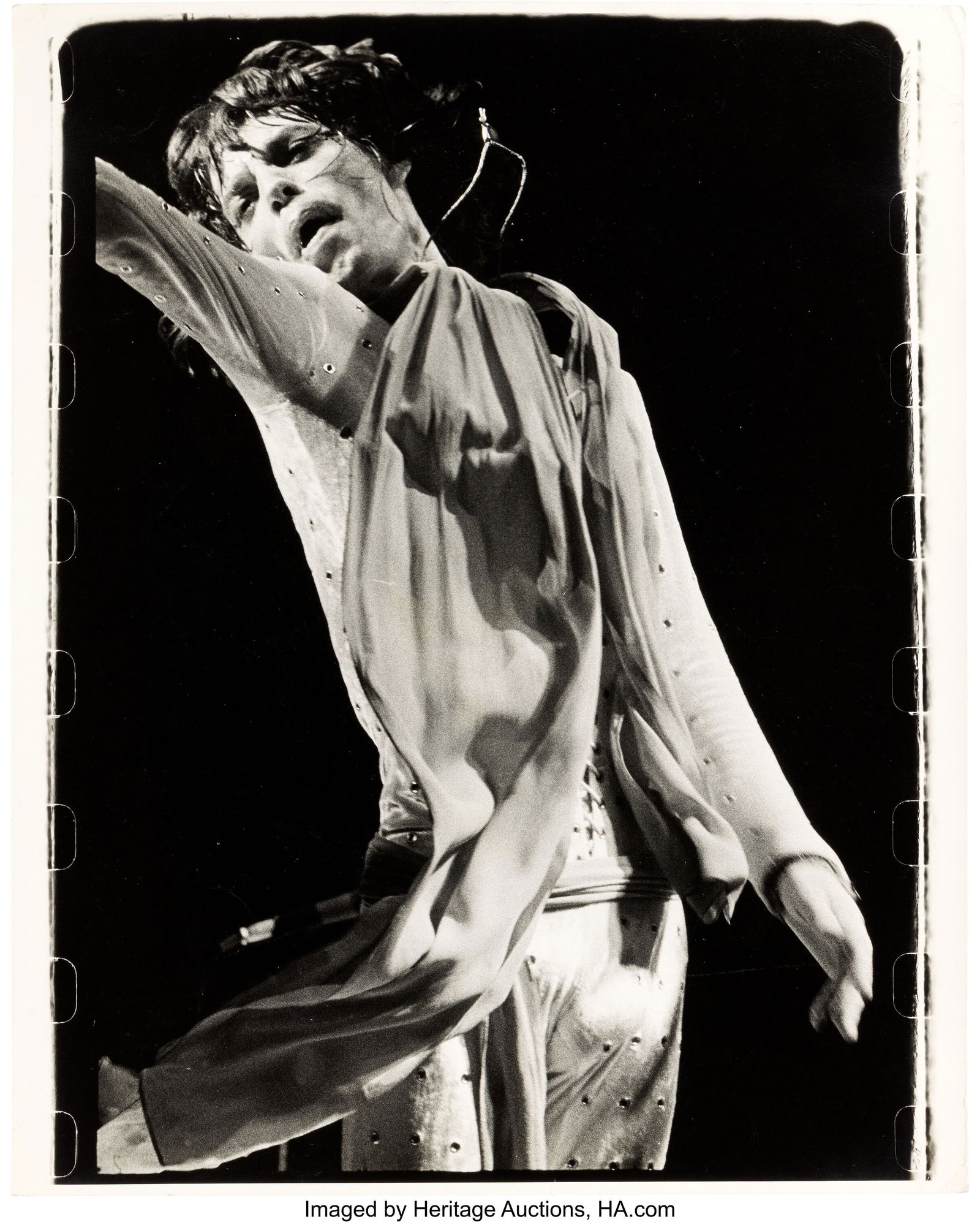 Mick Jagger, Madison Square Garden, New York Cit: Mick Jagger, Madison Square Garden, New York City, July 1972, 20" x 16" Original Custom Photographs (2) by Peter Beard. Vintage gelatin silver semi-gloss doubl