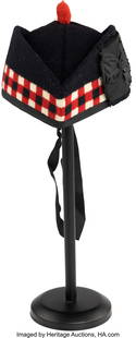 Audrey Hepburn Personally Owned Pair of Glengarr: Audrey Hepburn Personally Owned Pair of Glengarry Hats. Vintage original pair of Glengarry bonnet-style Scottish hats constructed of black felted wool with knit red and cream checkerboard accen