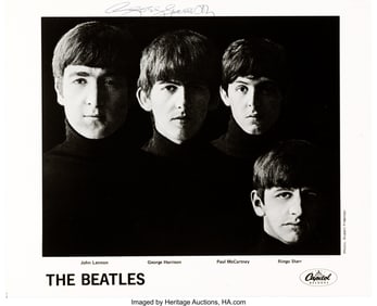 89343: Photograph of The Beatles, Autographed by George