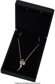89350: Elvis Presley 14K Gold and Diamond "TCB" Necklac