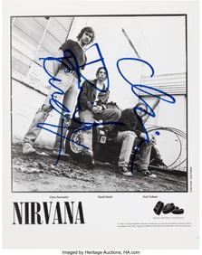 89356: Nirvana Signed Nevermind Era 8" x 10" DGC Public