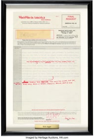 89357: Mick Jagger Signed and Annotated Who's Who In Am