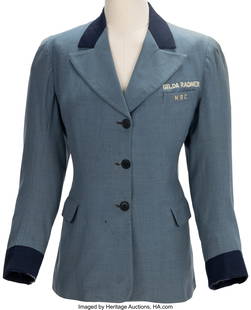 Saturday Night Live (NBC TV, 1975-), Gilda Radne: Saturday Night Live (NBC TV, 1975-), Gilda Radner personalized NBC Sketch Worn Page Jacket. Vintage original denim blue wool uniform jacket with navy blue collar and cuffs