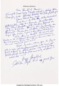 89411: William Shatner Handwritten Autographed Hanukkah