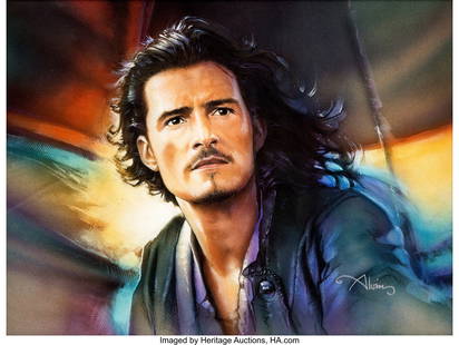 Pirates of the Caribbean: The Curse of the Black: Pirates of the Caribbean: The Curse of the Black Pearl (Buena Vista, 2003; Created 2006), John Alvin Original Art of Orlando Bloom as "Will Turner". In this