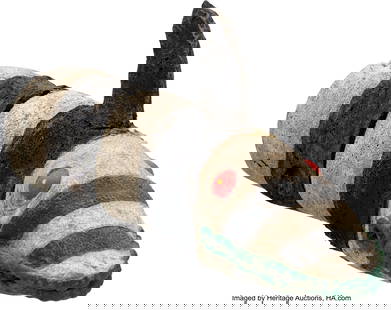 Beetlejuice (Warner Bros., 1988), Sandworm Prop.: Beetlejuice &lpar;Warner Bros&period;&comma; 1988&rpar;&comma; Sandworm Prop&period; Original carved foam sandworm prop consisting of black and white painted segments&comma; a small shark fin&comma; r