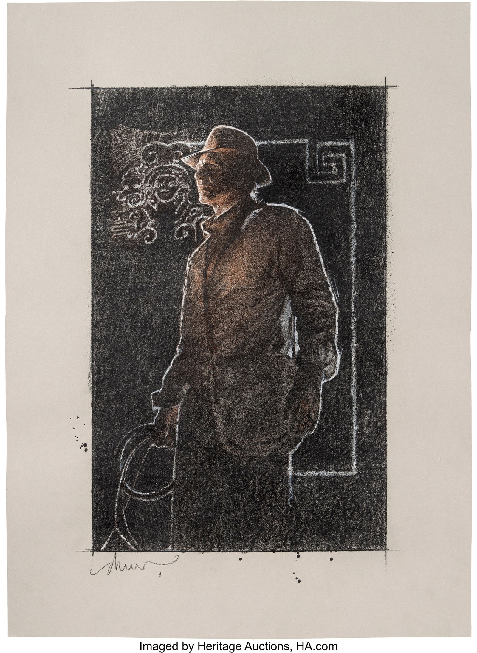 Indiana Jones and the Kingdom of the Crystal Sku: Indiana Jones and the Kingdom of the Crystal Skull (Paramount, 2008), Original Poster Concept Art by Drew Struzan. Drew Struzan's posters for Temple of Doom and The Last C