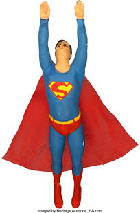 Superman (Warner Bros., 1978), Christopher Reeve: Superman (Warner Bros., 1978), Christopher Reeve "Superman" Filming Miniature. Vintage original filming miniature constructed of solid cast resin depicting
