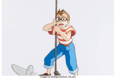 Kiki's Delivery Service (Studio Ghibli, 1989), ": Kiki's Delivery Service &lpar;Studio Ghibli&comma; 1989&rpar;&comma; "Tombo" Production Cel&period; Original hand-painted production cel measuring 14" x 9" marked "A18" on the top right corner and fea