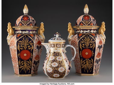27002: Three Continental Partial Gilt Porcelain Table A