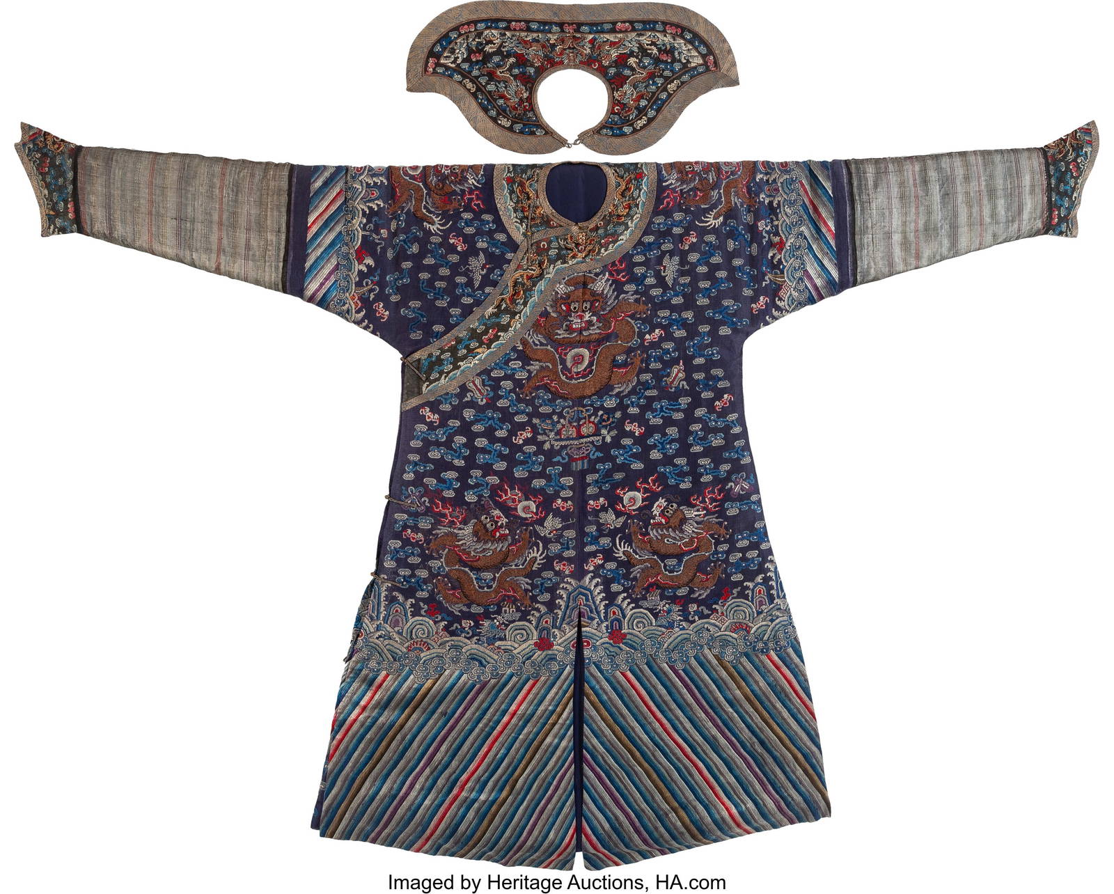 27082: A Chinese Embroidered Summer \"Dragon\" Robe, Late