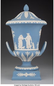 27003: A Wedgwood Jasperware Covered Two-Handled Urn, e