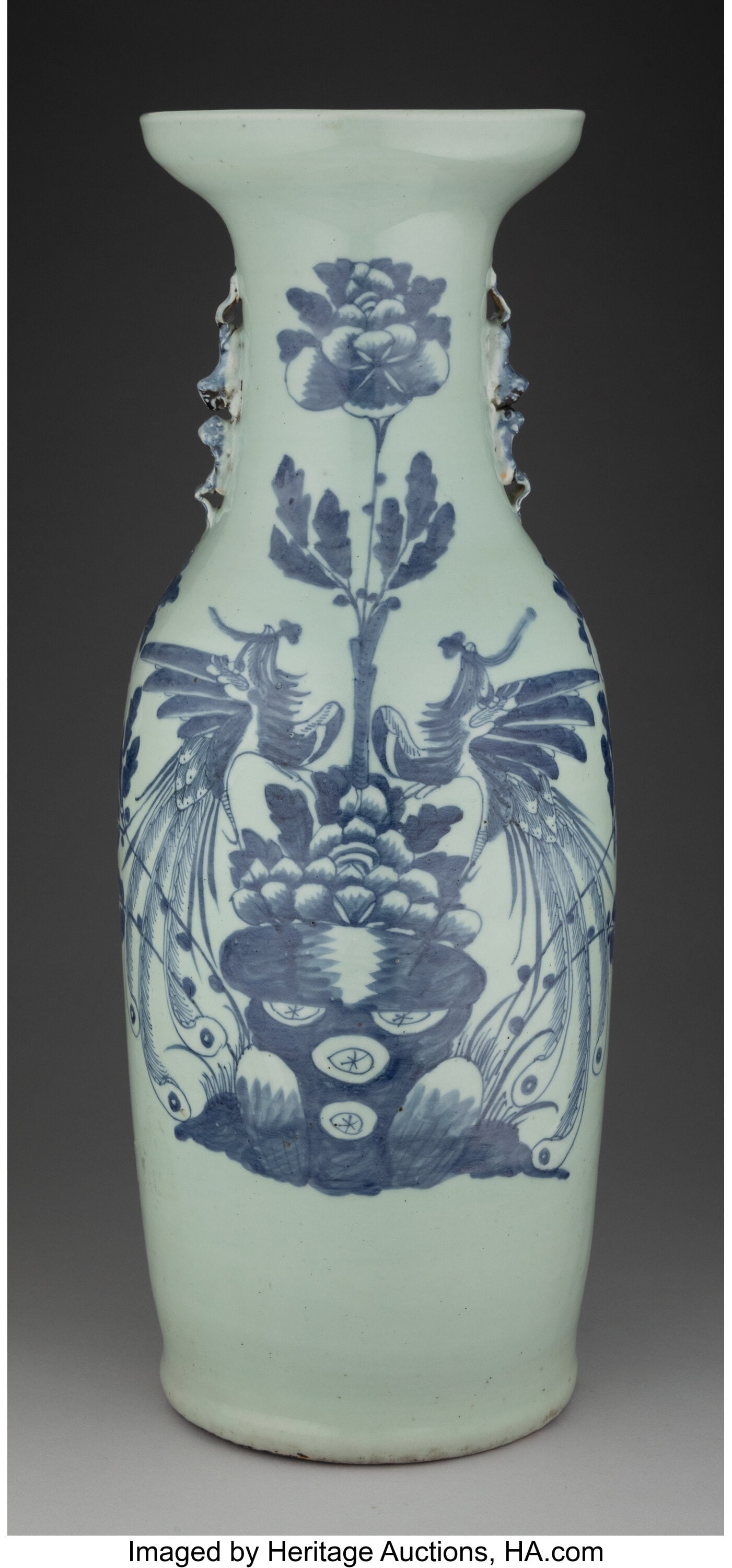 27065: A Tall Chinese Blue and White Vase 23-1/4 x 7-1/