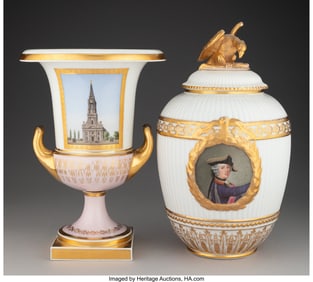 27006: Two KPM Partial Gilt Porcelain Table Articles Ma