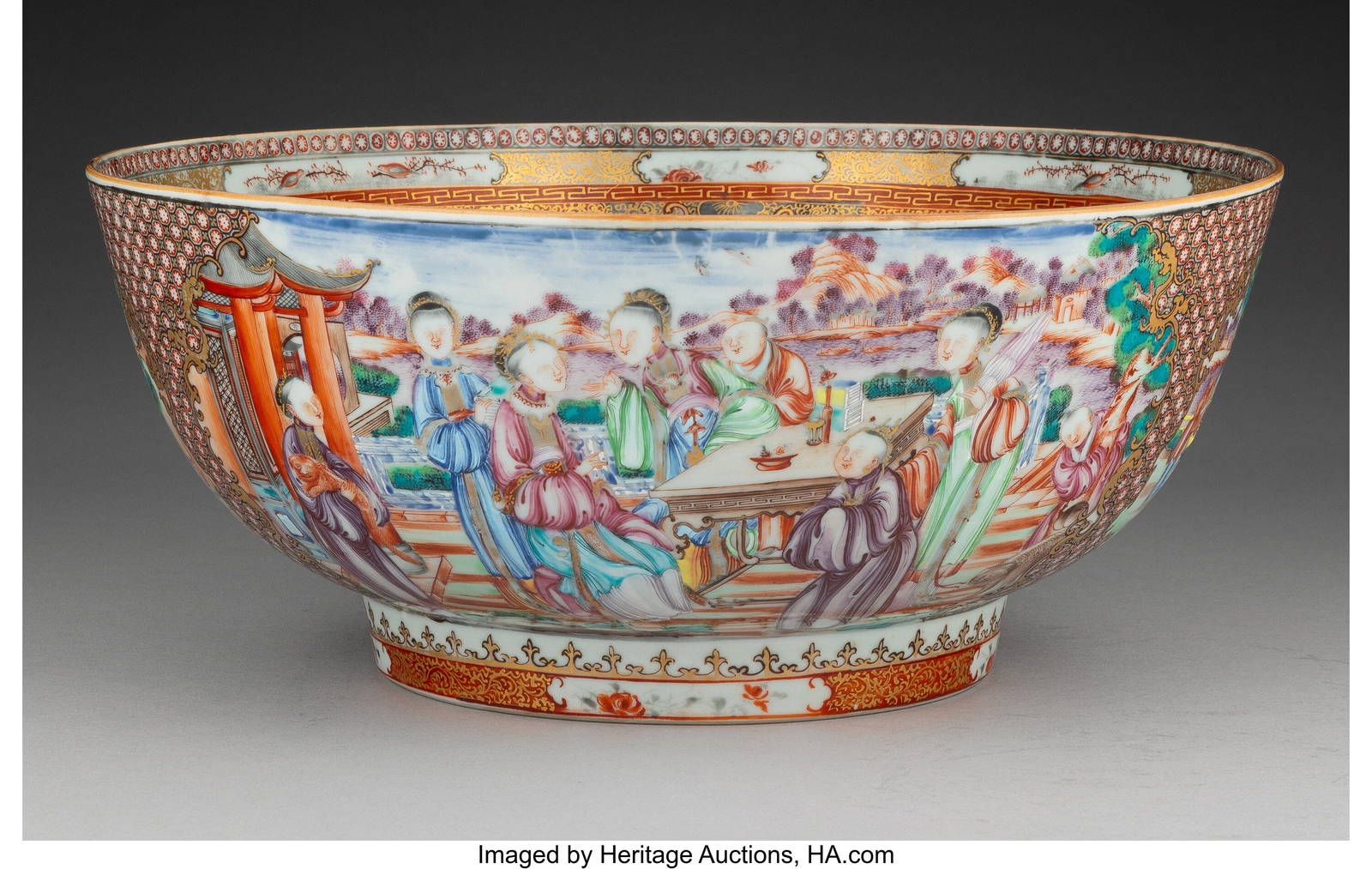 27068: A Chinese Export Enameled Footed Bowl 4-3/4 x 11